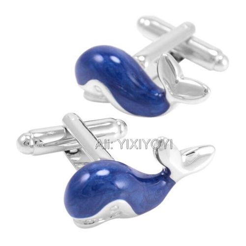 Boutons De Manchette En Émail Baleine Bleue Pour Hommes, Costume De Chemise En Métal, Boutons De Manchette D'animaux Pour Hommes D'affaires, Cadeau De Mariage, Bijoux De Haute Qualité