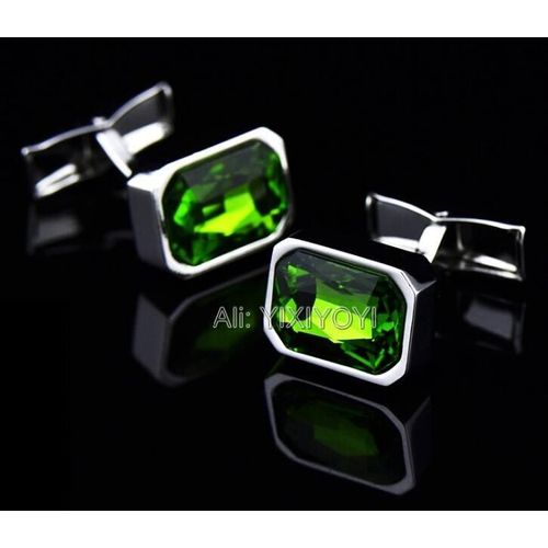 Boutons De Manchette En Métal Pour Hommes, De Haute Qualité, Vert, Bleu, Rouge, Zircons, Boutons De Manchette Pour Chemise D'affaires, Bijoux De Mariage