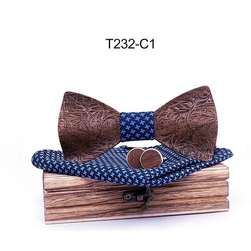 N¿Ud Papillon En Bois Gravé 3d Pour Hommes, N¿Ud Papillon Fait À La Main, Boutons De Manchette, Boîte En Bois