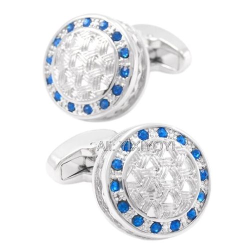 Boutons De Manchette En Métal Pour Hommes, Haute Qualité, Bleu Cristal Brillant, Costume, Bouton De Chemise, Pour Hommes D'affaires, Cadeau De Mariage, Bijoux