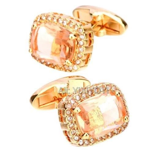Boutons De Manchette De Luxe En Cristal Zircon Pour Hommes, Boutons De Chemise En Métal Pour Business, Bijoux De Mariage