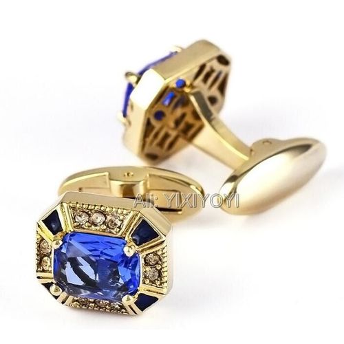 Boutons De Manchette En Cristal Pour Homme, Boutons De Manchette, Bleu, Violet, Zircons, Pour Business, Cadeau De Mariage, Bijoux