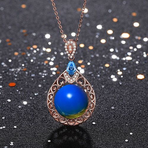 Pendentif En Ambre Bleu 925 Argent, Cadeaux Naturels Pour Femmes, Amulette En Cristal, Bijoux En Pierres Précieuses Chinoises, Collier À La Mode