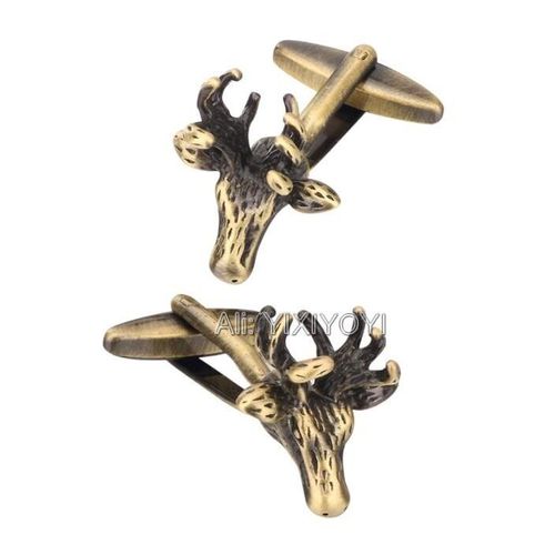 Boutons De Manchette Vintage En Forme De Tête De Cerf Pour Hommes, Boutons De Manchette De Costume En Métal Rétro Pour Hommes, Cadeau Spécial, Bijoux