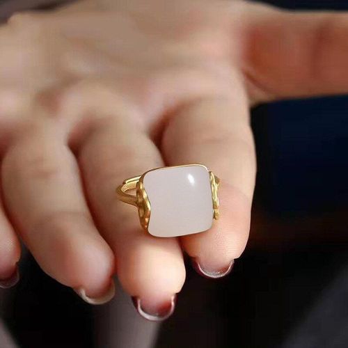 Bague En Jade Hétian Naturel, Bijoux À La Mode, Calcédoine En Argent 925 Pour Amulette, Cadeaux Pour Femmes