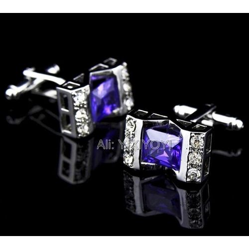 Boutons De Manchette En Cristal Violet Et Noir Pour Homme, Accessoire De Haute Qualité, Idéal Comme Cadeau De Mariage