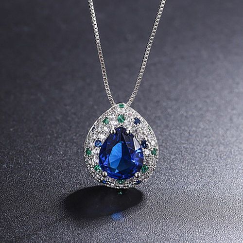 Ensemble De Bijoux Vintage En Argent Sterling 925 Pour Femmes, Bijoux En Pierres Précieuses Saphir 10x12mm, Collier Et Boucles D'oreilles En Diamant À Haute Teneur En Carbone