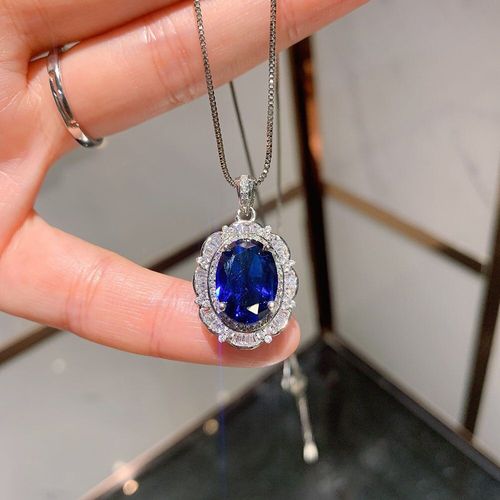 Ensembles De Bijoux Fins Pour Femmes, Bagues Et Pendentifs Vintage En Argent Sterling 925, En Tanzanite Et Saphir À Haute Teneur En Carbone