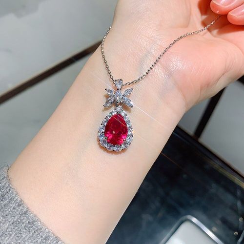 Ensemble De Bijoux De Luxe En Argent Sterling 925 Pour Femmes, Vintage, Goutte D'eau 10x14mm, Pierres Précieuses En Rubis Simulé, Boucles D'oreilles Pendentif Collier