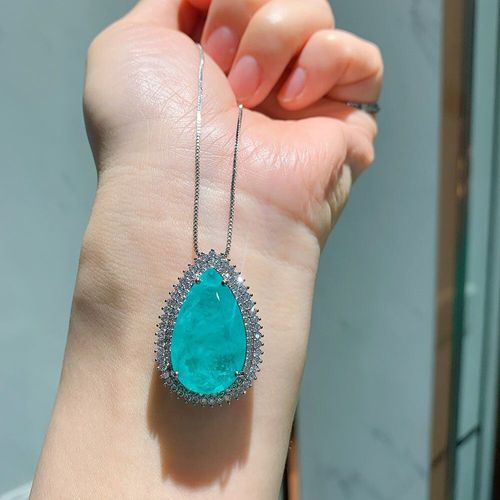 Parure De Bijoux De Mariage En Argent Sterling 925, Paraiba Bleu, Tourmaline, Pierres Précieuses, Aigue-Marine, Boucles D'oreilles, Collier, Cadeau D'anniversaire