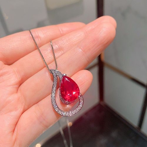 Ensemble De Bijoux En Argent Sterling 925 En Forme De Poire Pour Femmes, Bijoux De Luxe, Rubis, Diamants De Laboratoire, Pendentif, Boucles D'oreilles