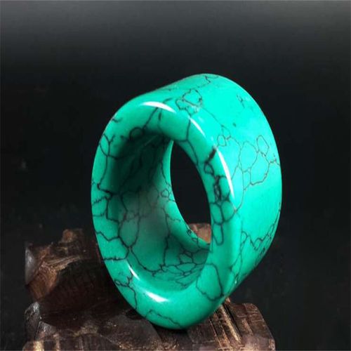 Bague Plate En Jade Naturel Sculpté À La Main, Turquoise, Bleu Ciel, Bijoux À La Mode, Amulette, Cadeaux Porte-Bonheur Pour Hommes Et Femmes, Offre Spéciale