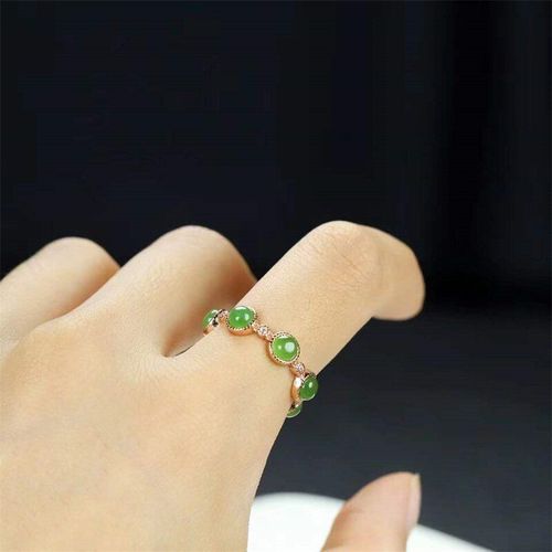 Bague En Jaspe De Jade Naturel Sculpté À La Main, Incrustée D'argent, Bijoux À La Mode, Cadeaux De Chance Pour Hommes Et Femmes, Offre Spéciale