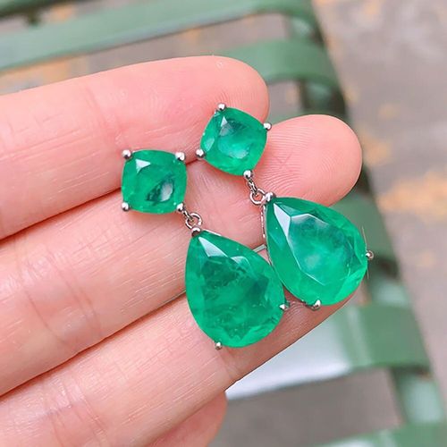 Boucles D'oreilles En Argent Sterling 2021 Pour Femmes, Bijoux Fins En Pierre Précieuse Émeraude, Tourmaline, Pour Soirées Cocktails, Tendance 925