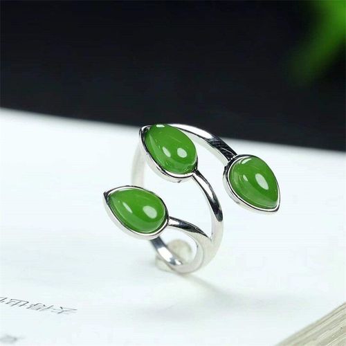 Bague En Argent 925 Naturel Sculpté À La Main Gufajin Incrustée De Gouttelettes D'eau En Jade, Bijoux À La Mode Pour Hommes Et Femmes, Cadeaux Porte-Bonheur, Offre Spéciale