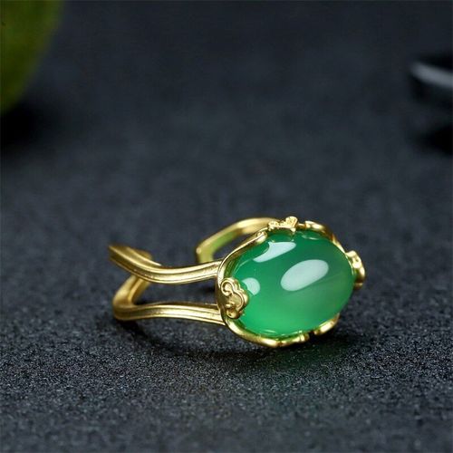 Bague En Jade Naturel Sculpté À La Main, Plaqué Cuivre Raffiné 24k Incrusté D'¿Uf D'oie, Bijoux À La Mode Pour Hommes Et Femmes, Cadeaux De Chance, Offre Spéciale