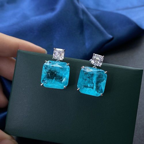 Boucles D'oreilles Scintillantes En Pierre Précieuse Tourmaline, En Argent Sterling 100%, Diamant À Haute Teneur En Carbone, Bijoux Fins Pour Femmes