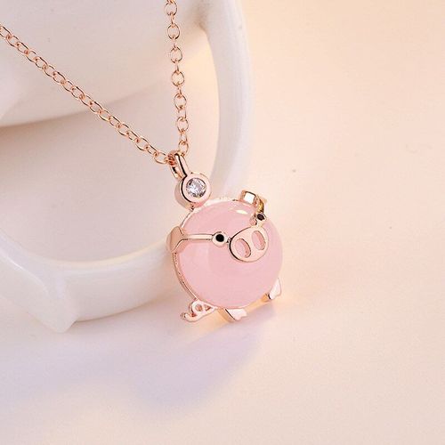 Pendentif Cochon En Jade Rose Pour Femmes, Calcédoine, Bijoux À La Mode, Amulette Naturelle En Argent 925, Cadeaux