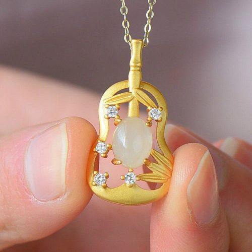 Collier Pendentif En Jade De Bambou Naturel Hetian, Amulette Calcédoine Pour Cadeaux, Bijoux Pour Femmes, Argent 925, Mode Vert