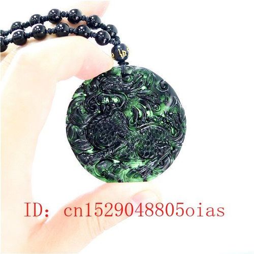 Pendentif Dragon Chinois En Jade Noir Et Vert Naturel, Bijoux Qilin, Accessoires En Obsidienne, Amulette Sculptée, Cadeaux Pour Hommes
