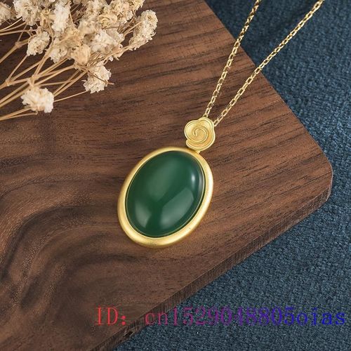 Pendentif Goutte D'eau En Jade Vert, Collier En Argent 925 En Agate, Amulette À La Mode Chinoise Pour Femmes
