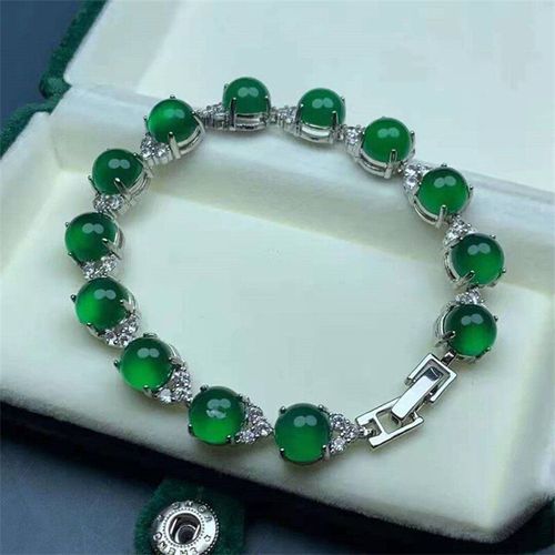 Bracelet En Jade Naturel Sculpté À La Main, Calcédoine Verte, Agate En Argent S925, Incrustation Baranglet, À La Mode, Cadeaux De Chance Pour Hommes Et Femmes, Offre Spéciale