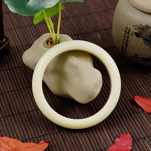 Bracelet En Laine Blanche Naturelle Sculpté À La Main Pour Hommes Et Femmes, Amulette, Baranglet, Accessoires De Mode, Cadeaux De Chance, Offre Spéciale, Jade54-64mm