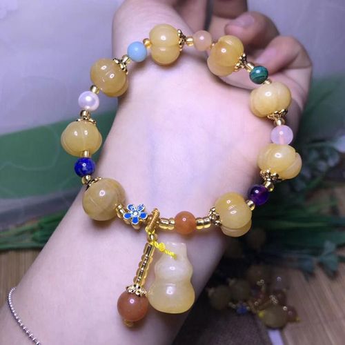 Bracelets En Cristal Jaune Pour Femmes, Perles De Citrouille Sculptées Et Perles Rondes De Couleur, Porte-Bonheur, Bijoux À Un Tour