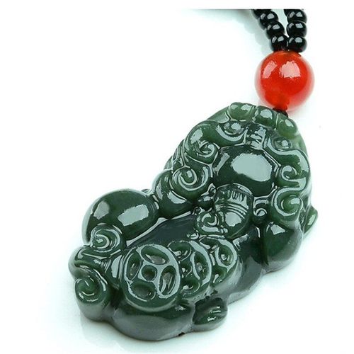 Collier Pendentif Pixiu En Jade Naturel Hetian Vert, Breloques De Guérison, Bijoux Pour Femmes, Accessoires Sculptés À La Main, Amulette Porte-Bonheur, Cadeaux