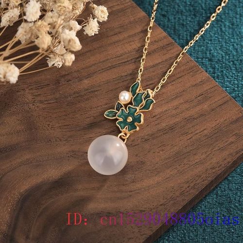 Pendentif En Perle De Jade Blanche Pour Femmes, Amulette En Zircon, Cadeaux Chinois, Bijoux Naturels, Calcédoine À La Mode, Pierre Précieuse En Argent 925, Collier À Breloques Pour Femmes