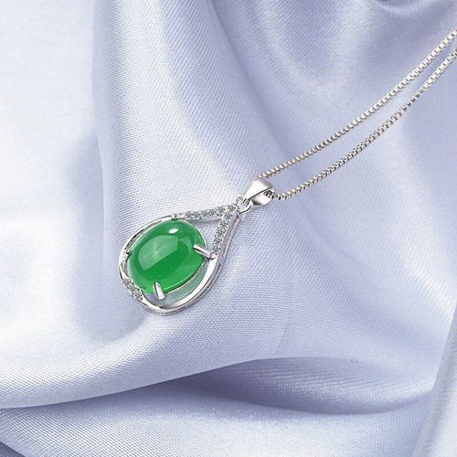 Collier En Jade Et Calcédoine Vert Naturel, Pendentif Rond, En Argent 925, Breloque Chinoise Sculptée, Bijoux Amulette À La Mode, Cadeaux Pour Femmes
