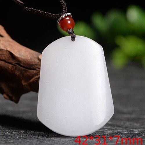 Collier Pendentif Blanc En Pierre De Jade, Amulette Porte-Bonheur Avec Chaîne, Cadeau Pour Hommes Et Femmes, Livraison Directe