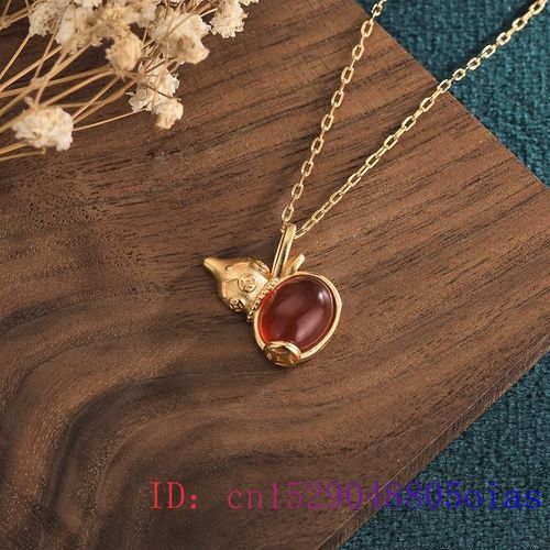 Amulette En Cristal Zircon Pour Femmes, Pendentif Gourde De Jade Rouge, Breloque En Argent 925, Pierre Précieuse À La Mode, Calcédoine Chinoise, Collier Naturel