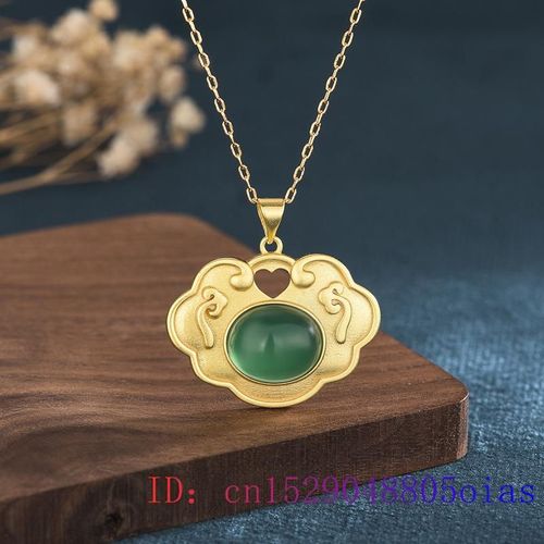 Pendentif Amulette En Jade Vert Ruyi Pour Femmes, Bijoux En Calcédoine En Argent 925, Cristal À La Mode, Breloque Chinoise, Collier Naturel En Zircon, Cadeaux