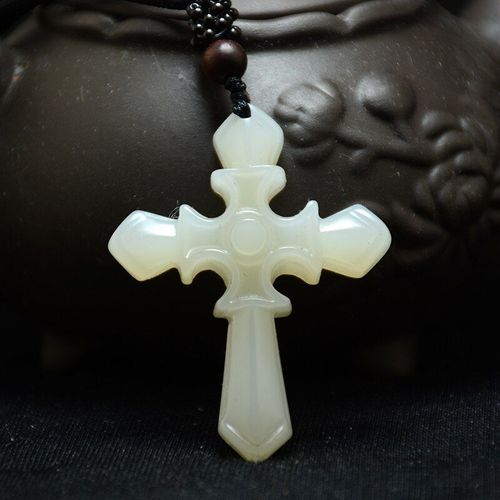Collier Pendentif Croix De Jade Vert Chinois Sculpté À La Main, Bijoux À La Mode, Relax, Guérison, Homme Et Femme, Cadeaux De Chance, Amulette Corde Gratuite