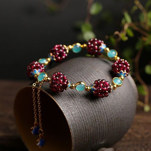 Bracelet En Grenat De Jade Naturel Sculpté À La Main, Accessoires, Bijoux À La Mode, Cadeaux Porte-Bonheur Pour Hommes Et Femmes, Offre Spéciale