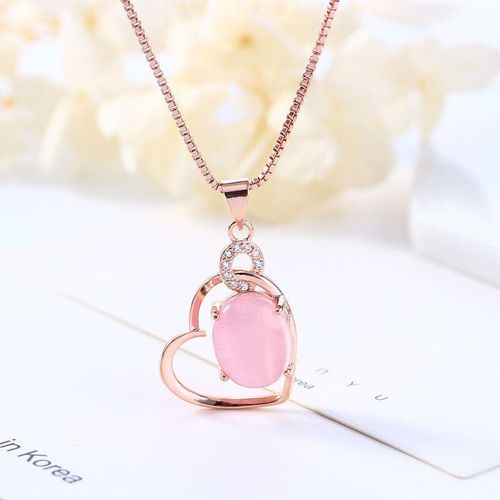 Collier Pendentif C¿Ur En Agate De Jade Rose Naturelle, Argent 925, Bijoux Amulette À La Mode, Cadeaux Pour Femmes