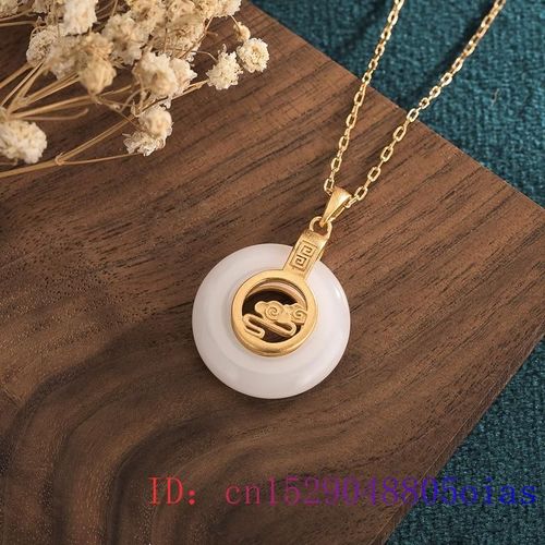 Pendentif Beignet En Jade Blanc Pour Femmes, Bijoux De Mode, Collier, Cadeaux, Amulette En Cristal De Zircon, Calcédoine, Argent 925 Naturel