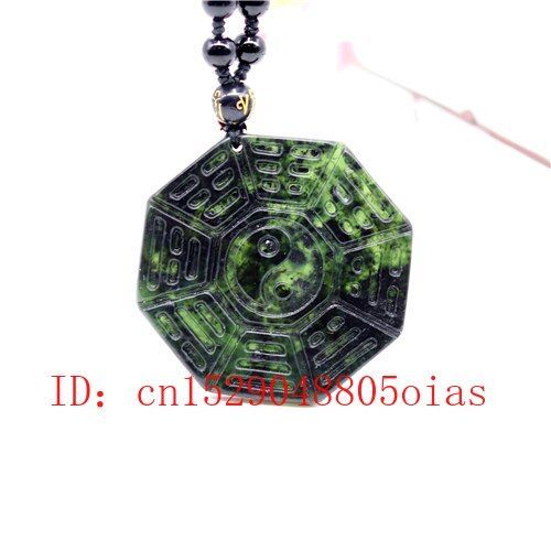 Pendentif En Jade Obsidienne Naturelle Pour Femmes, Collier De Perles, Amulette Sculptée, De Couleur Noire Et Verte, Tai Chi Gossip, Cadeaux De Charme À La Mode
