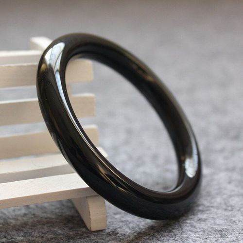 Bracelet En Agate Noire Sculptée À La Main, Barre Ronde, Baranglet 56-64mm, Amulette À La Mode Pour Hommes Et Femmes, Cadeaux Porte-Bonheur, Offre Spéciale