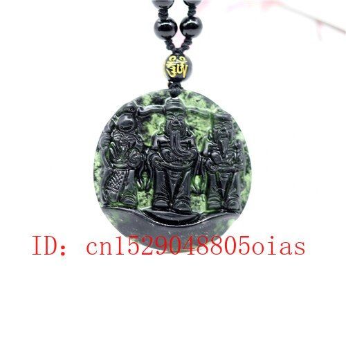Pendentif En Jade Obsidienne Immortel Noir Et Vert Naturel, Collier De Perles, Bijoux Fins, Amulette Sculptée, Cadeaux De Charme À La Mode Pour Femmes