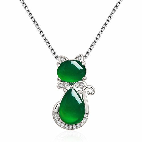 Collier À Pendentif En Agate De Jade Vert Pour Femme, Bijoux Ras Du Cou En Argent, Or Blanc, Émeraude, Cadeaux De Fête