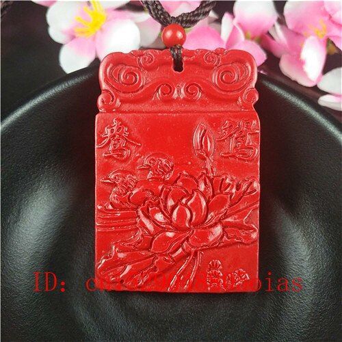 Collier Avec Pendentif En Pierre De Cinabre Biologique Rouge Naturelle, Amulette De Canard Mandarin, À La Mode, Cadeaux Pour Femmes Et Hommes