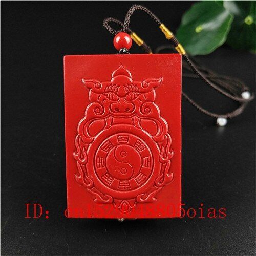 Collier Avec Pendentif En Pierre De Cinabre Organique Rouge Naturelle Chinoise, Totem Tigre, Bijoux À La Mode, Amulette Porte-Bonheur, Cadeaux Pour Femmes Et Hommes