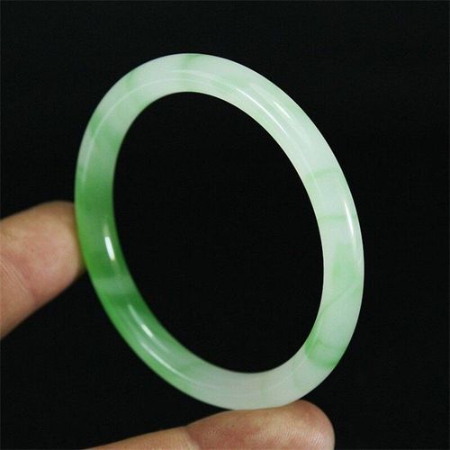 Bracelet En Jade Naturel Sculpté À La Main, Baranglet Émeraude Vert Et Blanc Rond 56-62mm, Bijoux À La Mode, Cadeaux De Chance Pour Hommes Et Femmes, Offre Spéciale