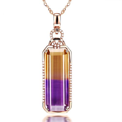 Collier Ras Du Cou En Pierres Précieuses Pour Femmes, Bijoux De Luxe, En Or Rose 14 Carats, En Citrine Et Améthyste