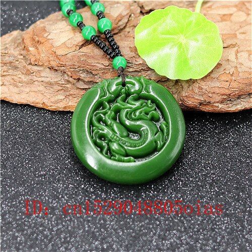 Pendentif Dragon Chinois Jade Vert Naturel, Collier De Perles, Breloque À La Mode, Bijoux Amulette Sculptée, Cadeaux Pour Femmes Et Hommes A02