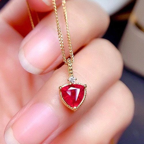 Collier Chic Avec Pendentif En Forme De C¿Ur Pour Femme Et Fille, Bijoux En Diamant, Couleur Or, Pierres Précieuses Et Rubis