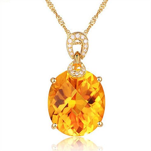 Colliers De Luxe En Cristal Citrine Jaune Pour Femmes, Pierres Précieuses, Pendentif En Diamant, Couleur Or, Ras Du Cou, Bijoux Cadeau De Fête, 8 Carats