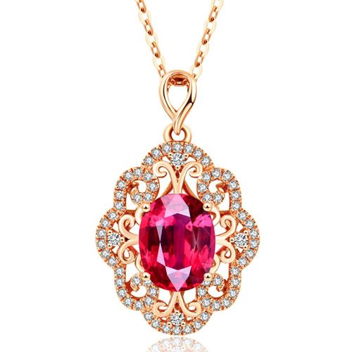 Colliers De Luxe Vintage En Pierres Précieuses Rubis Pour Femmes, Pendentif En Cristal Rouge, Ras Du Cou En Diamant, Chaîne De Couleur Or Rose, Cadeau